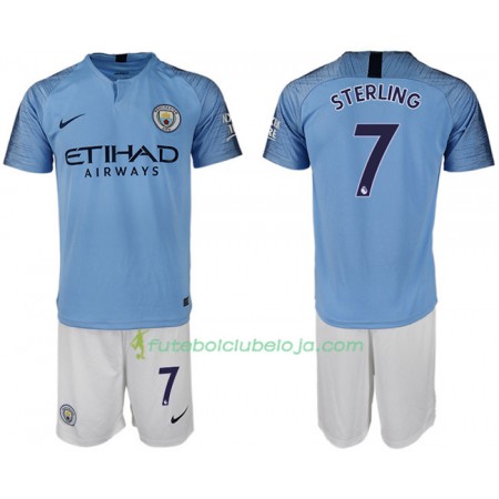 Camisola Manchester City STERLING 7 Criança Equipamento Principal 2018-2019 Manga Curta